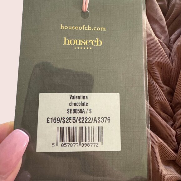 NEW House of CB Valentina Mocha Asymmetric Midi Dress, Size Small - Picture 9 of 10